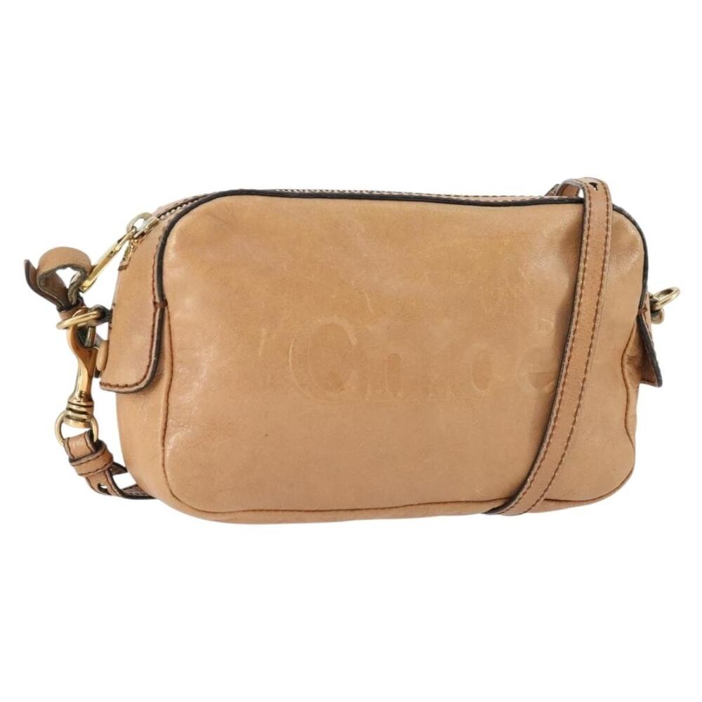 Chloe Leather Shoulder Bag Beige